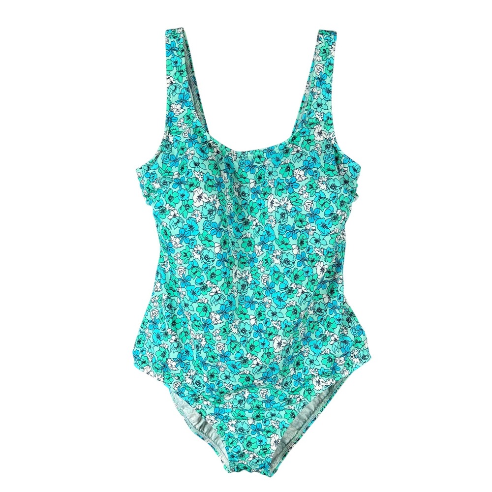 Lands' End Women's 14 High Leg Soft Cup Tugless Sporty One Piece Swimsuit Turquo
